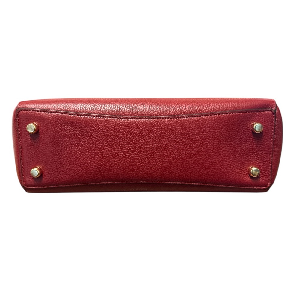 Coach Marlie Red Pebble Leather Tote with Gold Accents - Picture 9 of 9